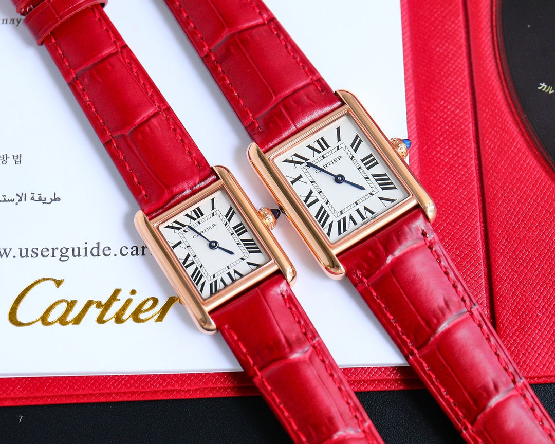 TANK MUST SMALL PINK GOLD LEATHER STRAP WHITE DIAL