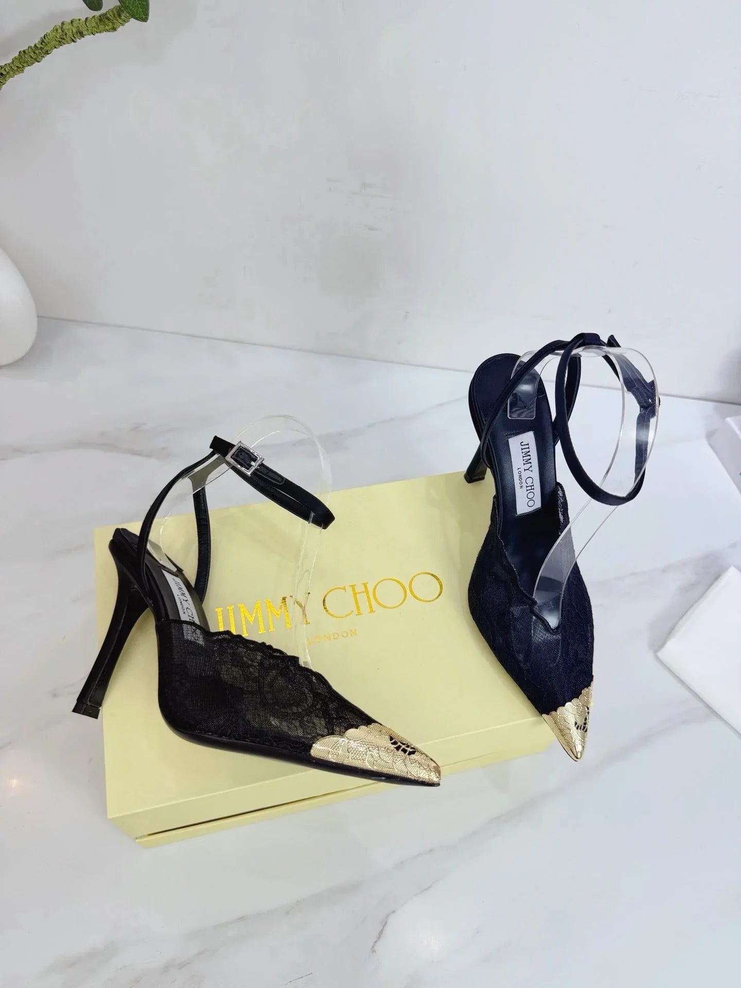 Jimmy Choo 2026 Faiz 100 Pump Gold Toe Lace Leather