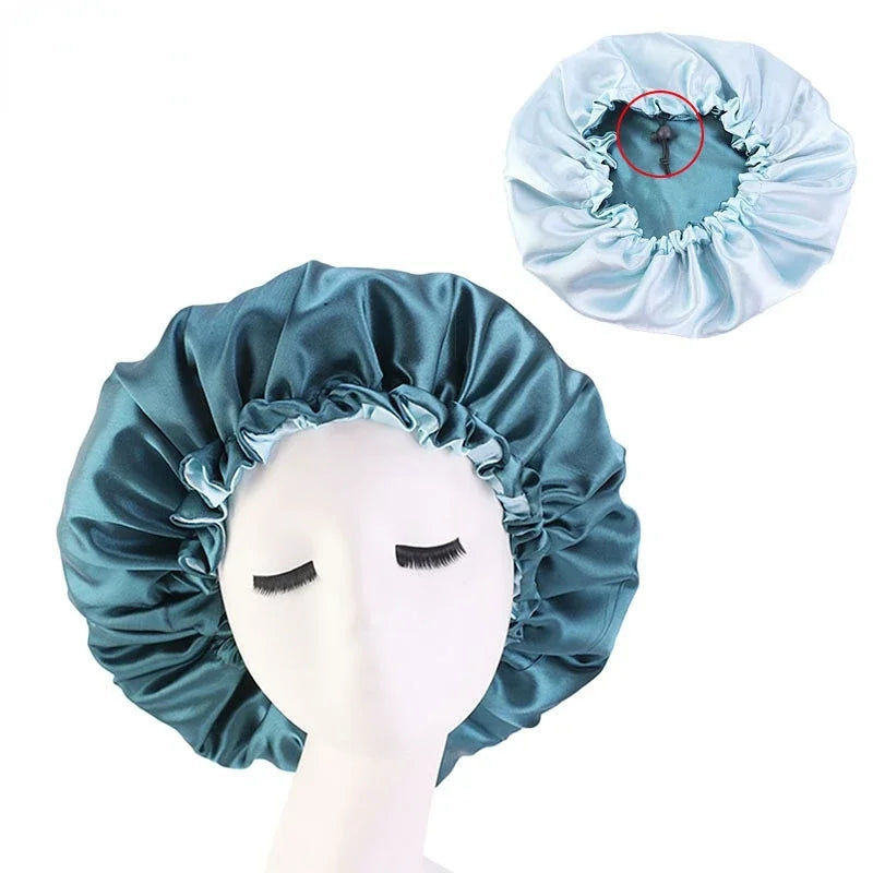 Bonnet en Satin Bleu Libellule