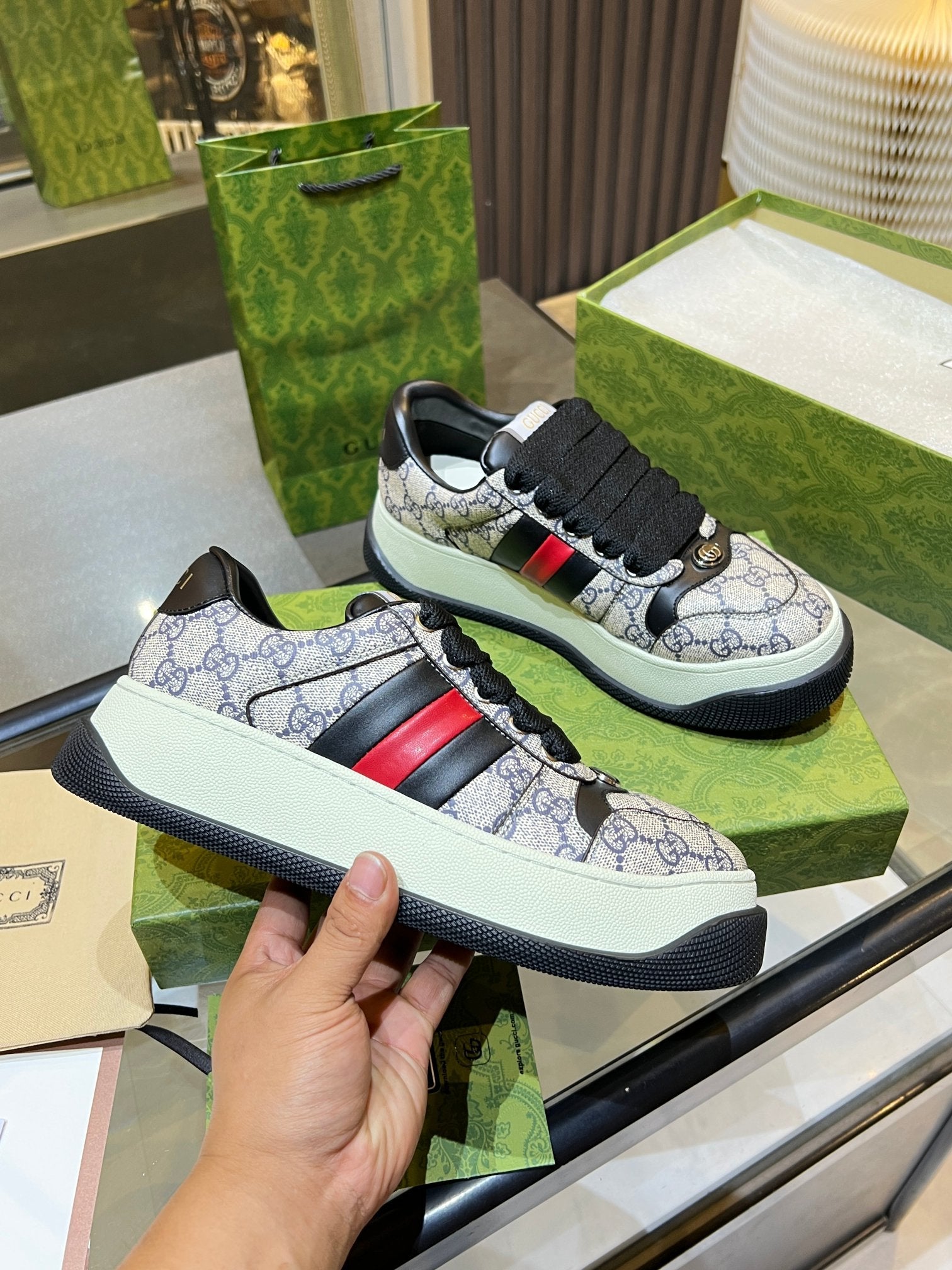 GG 26s Screener Monogram Platform Sneakers 6cm Leather TPU 996994