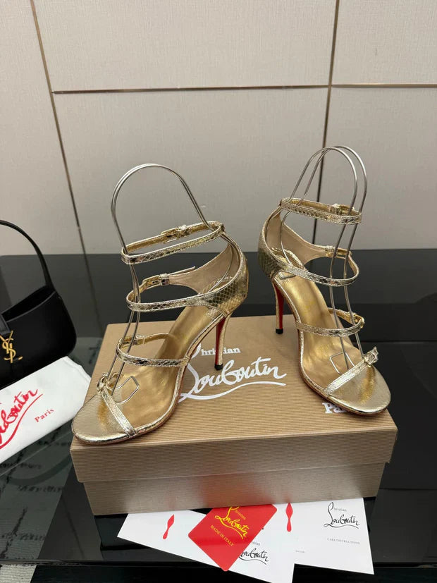 Christian Louboutin Loubigirl Spikes 100mm Sandal Grained PatentLeather 828167