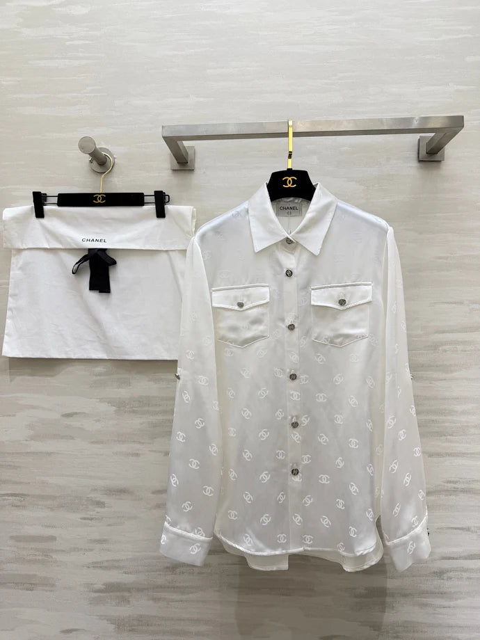 Chanel 2026 Double C Jacquard Acetate Silk Shirt 108151