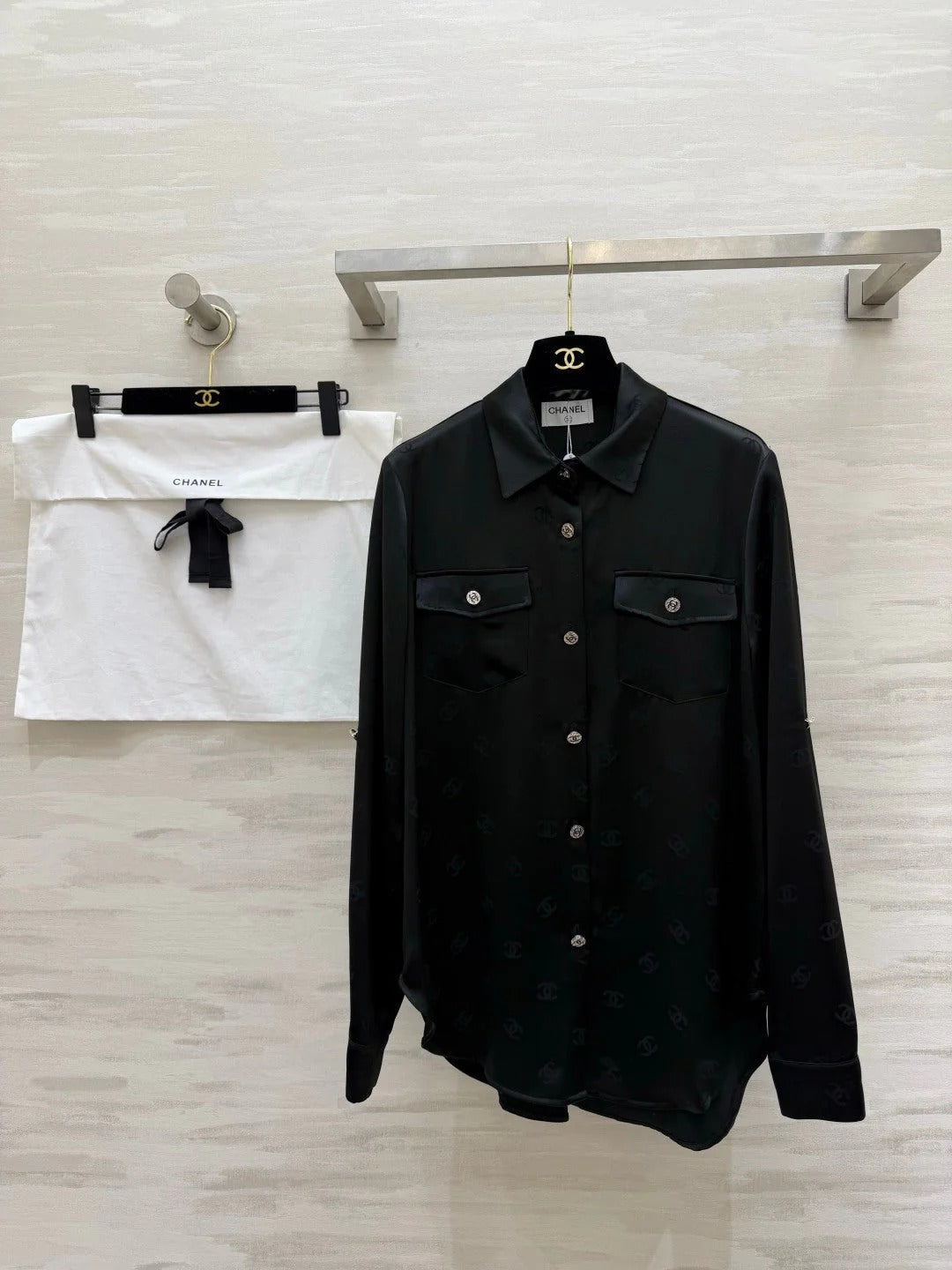 Chanel 2026 Double C Jacquard Acetate Silk Shirt 108151