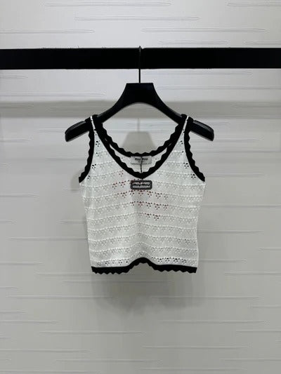 Miumiu 2026 Hollow-out Knitted Camisole Cotton 375026