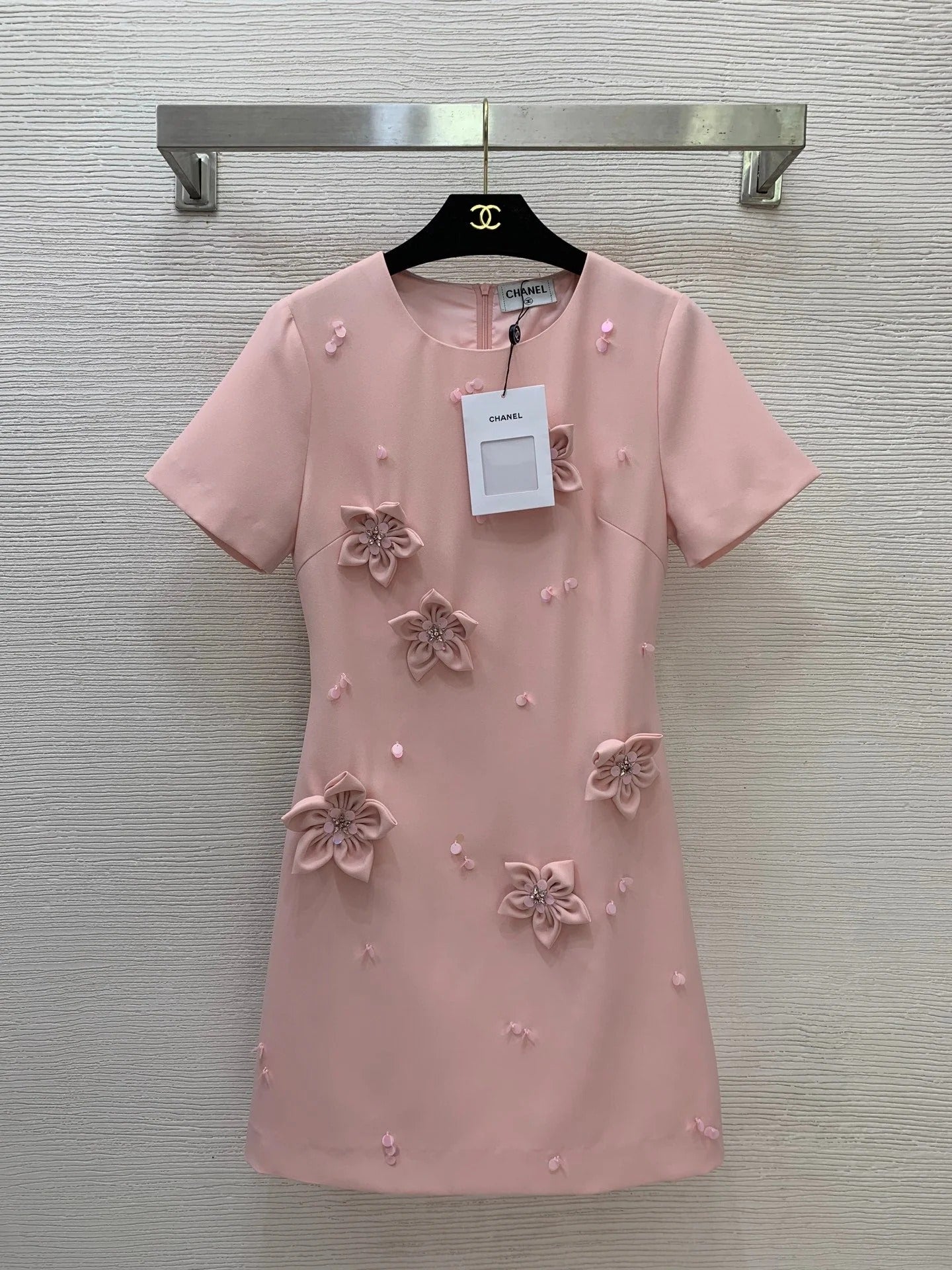 Chanel Slim-Fit Round Neck Short-Sleeved Dress In Polyester 367147