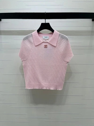 Chanel 2026 Collared Knit Short-Sleeve Shirt Wool 376012