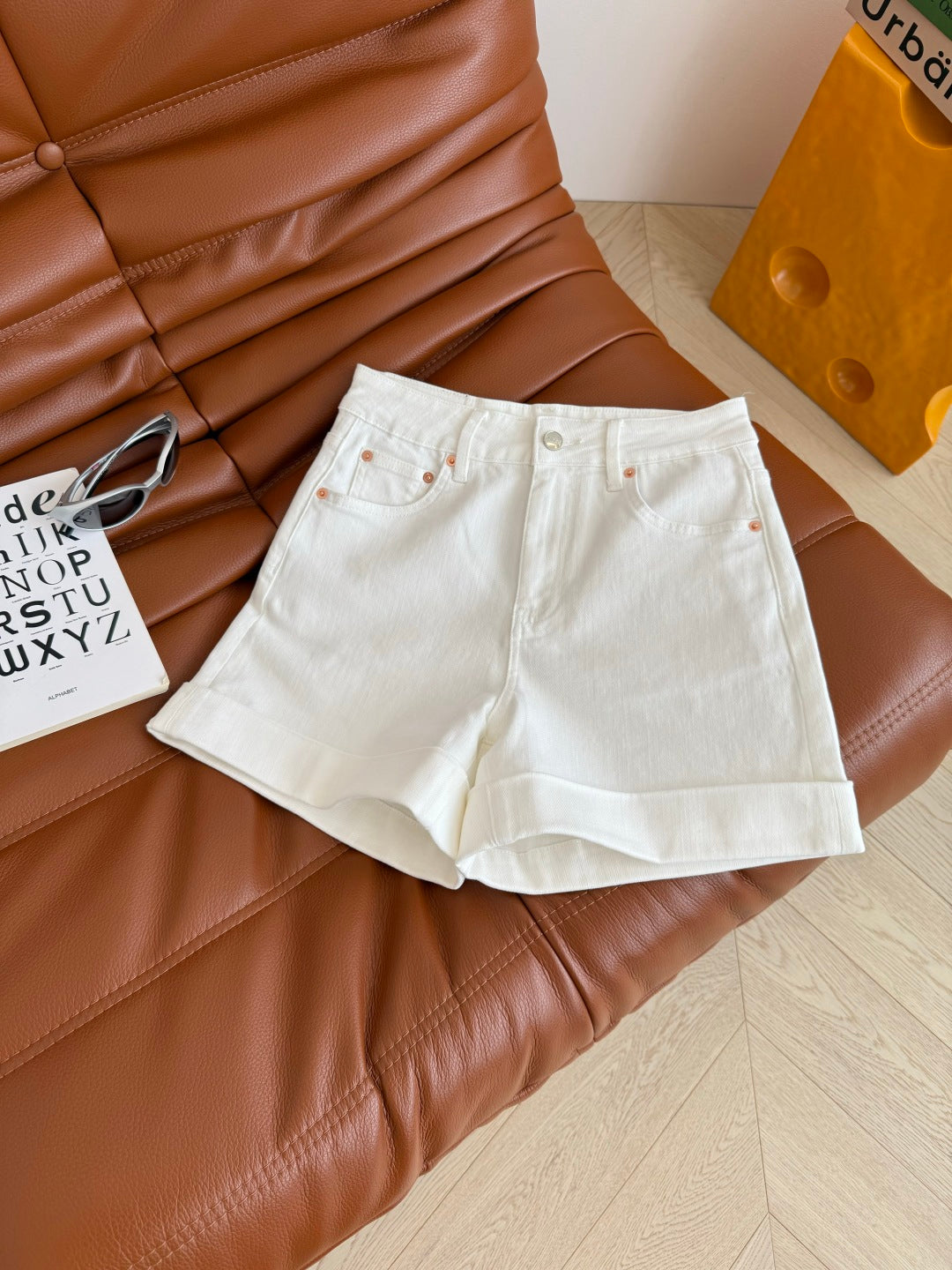Gucci 25 Logo Embroidered Rolled-hem Denim Shorts Cotton