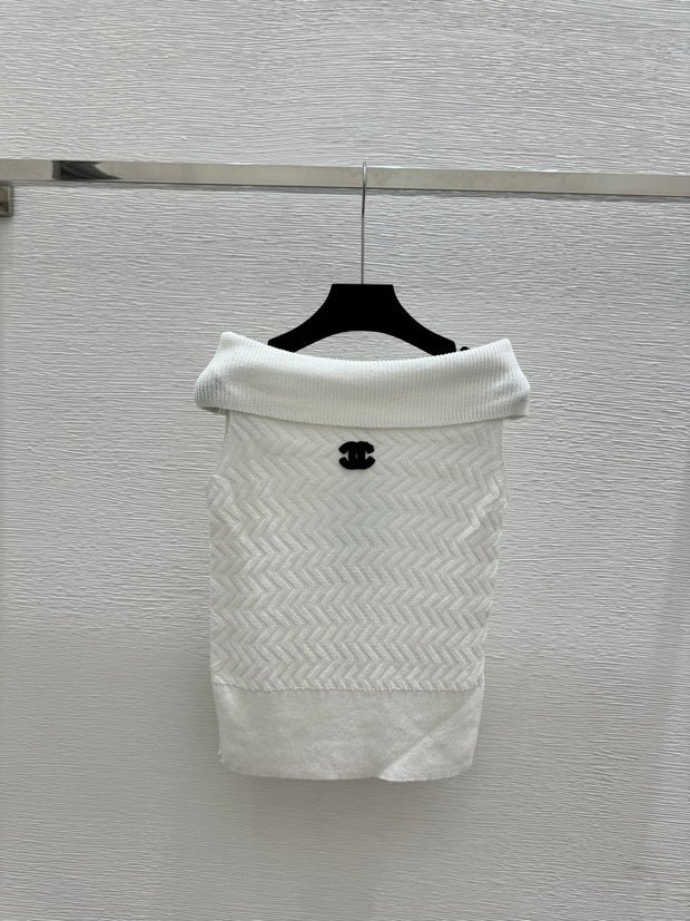 Chanel 2026 Knit Off-Shoulder Vest Wool
