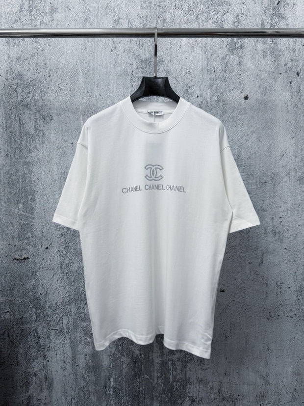 CC 2026 Short Sleeve T-Shirt Silver Powder Print Cotton 129279