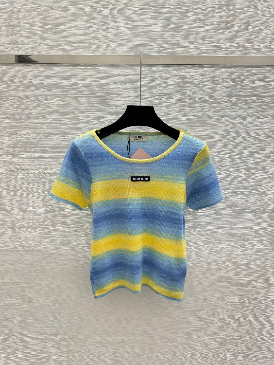 Miumiu 2026 Striped Shirt Yellow Blue and Gray Wool
