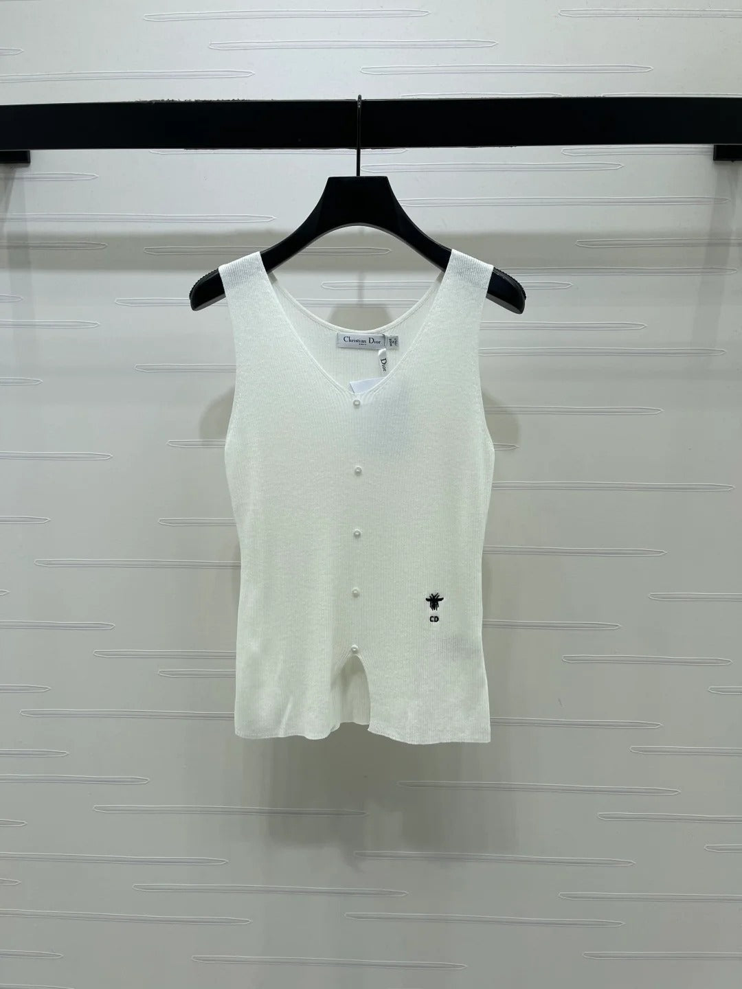 Dior 2026 V-neck Tank Top White Black Blue Green Wool