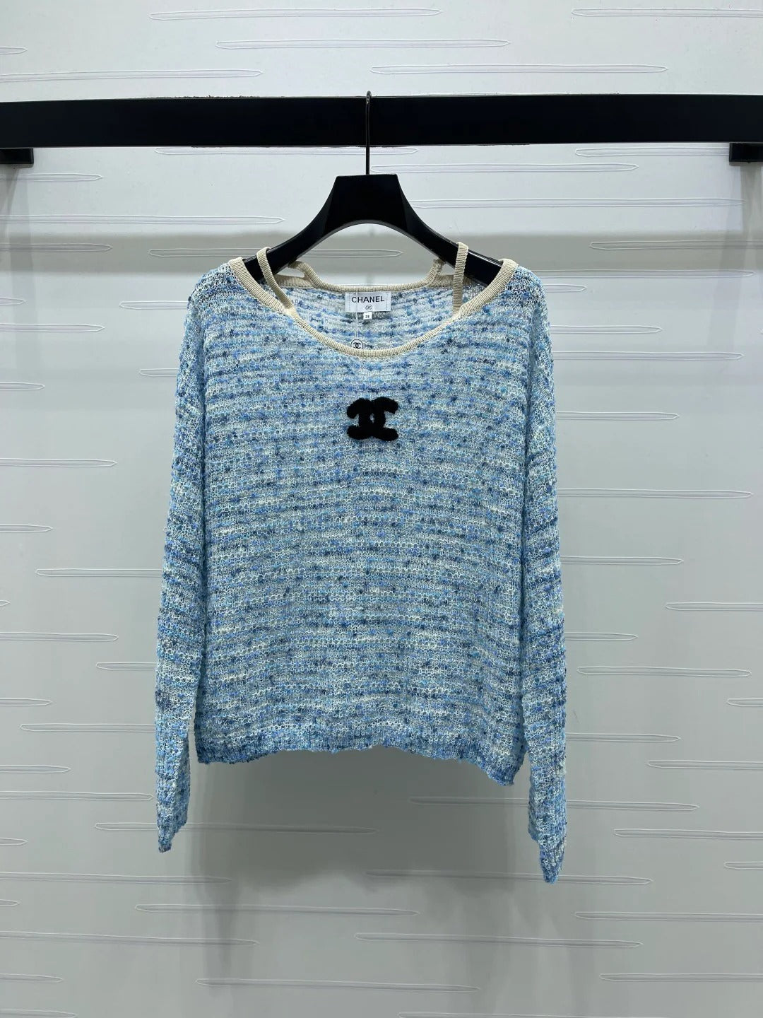 Chanel 2026 Off-the-shoulder Knit Long-sleeved Top Wool Cashmere