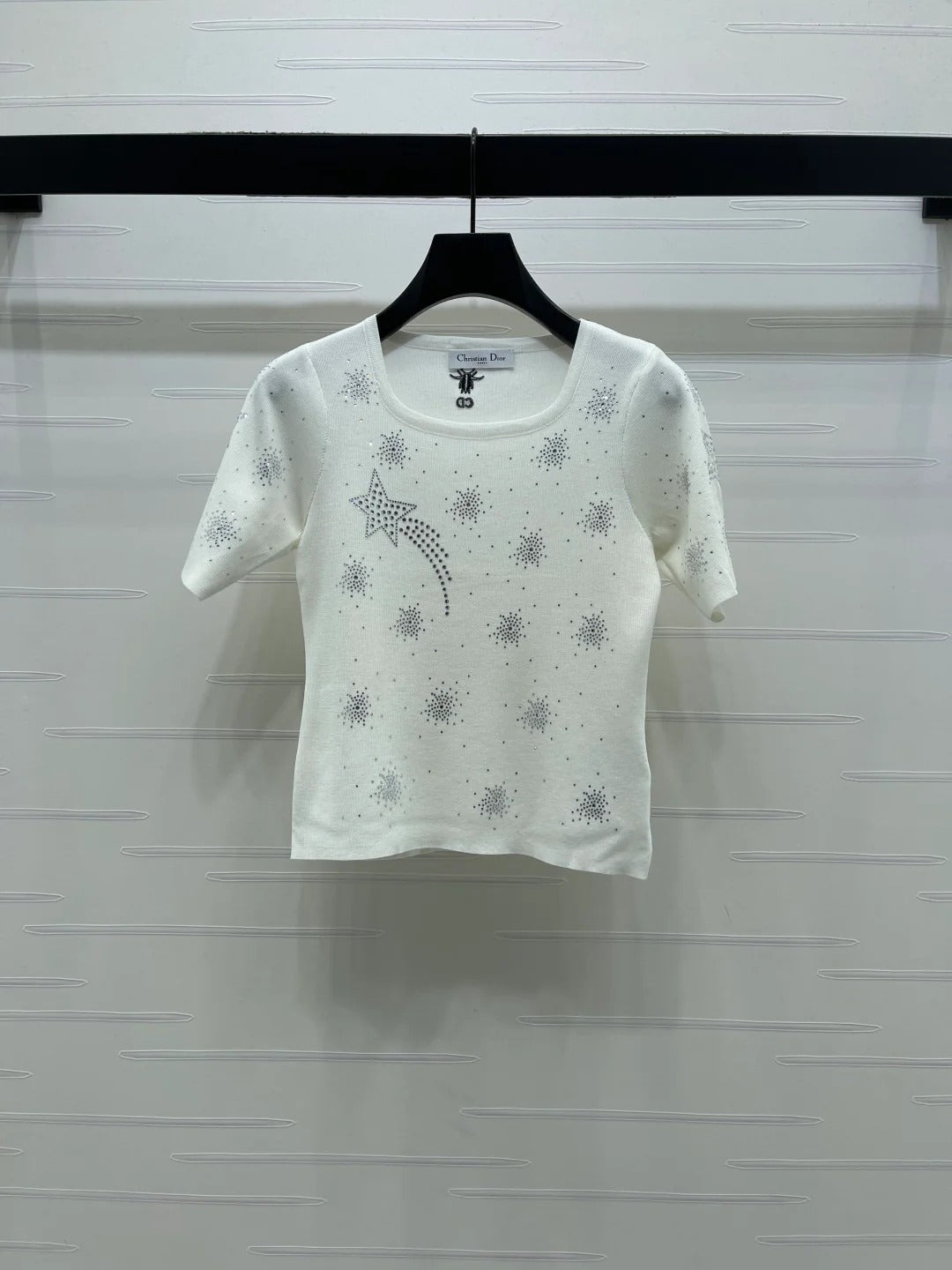 Dior 2026 Firework Neck Knit Short-Sleeve Top Wool 352601